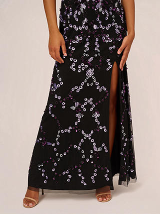Adrianna Papell Beaded V-Neck Maxi Dress, Black/Purple