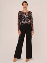 HotSquash Pinstripe Floral Jersey Wide Leg Jumpsuit, Black/Multi at John  Lewis & Partners