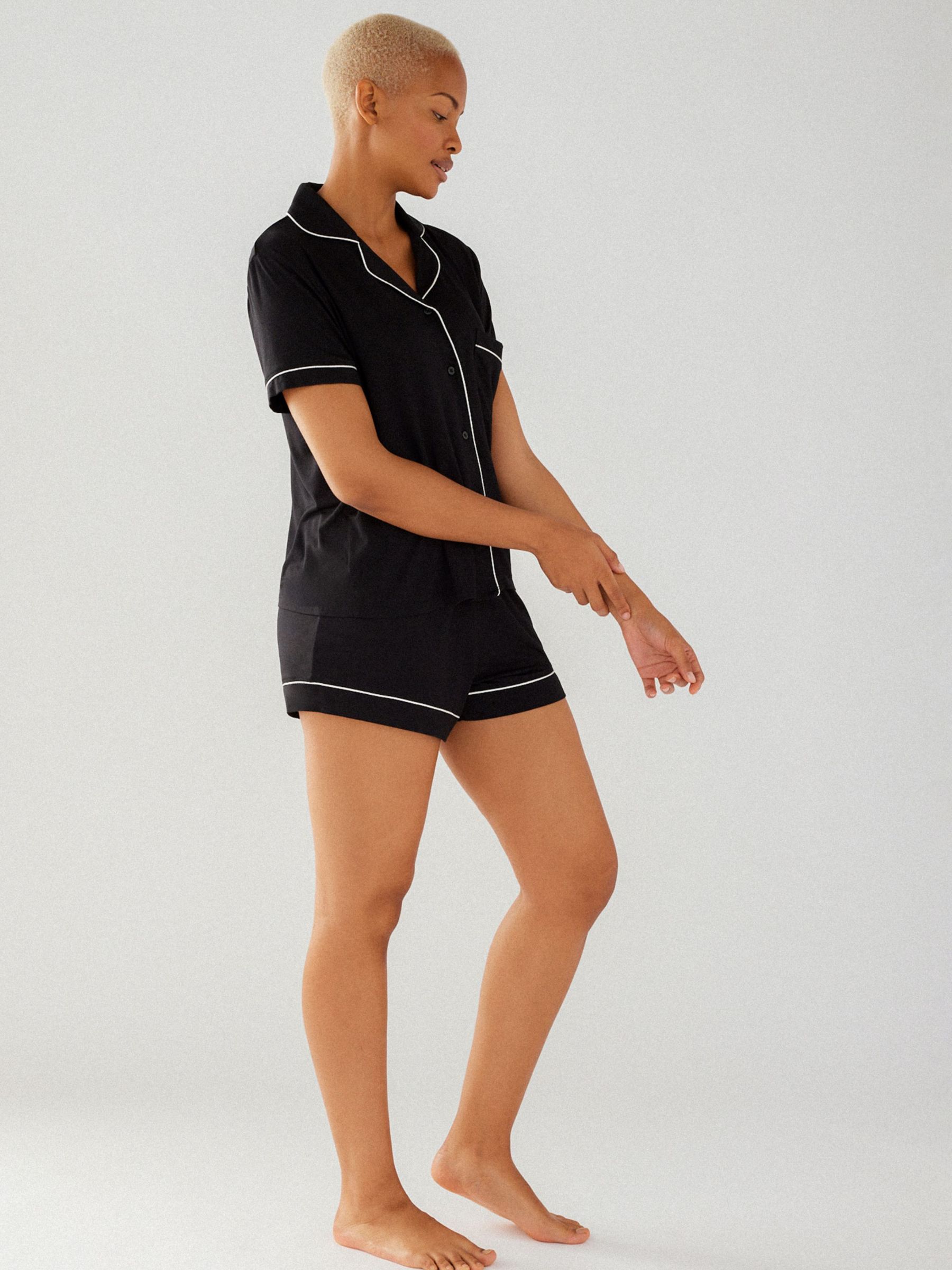 Chelsea Peers Modal Short Shirt Pyjama Set, Black, 10