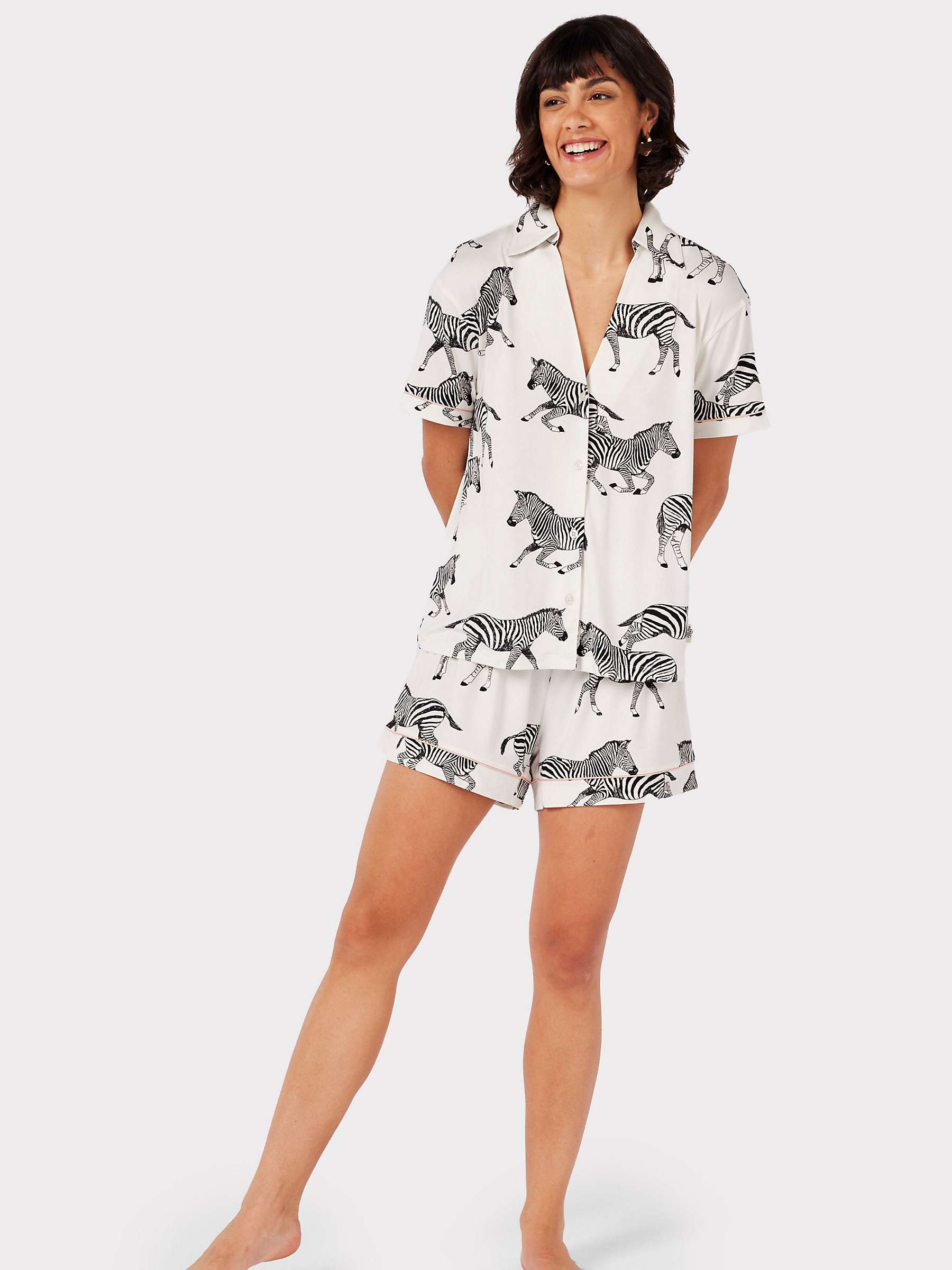 Buy Chelsea Peers Zebra Short Shirt Pyjama Set, White Online at johnlewis.com