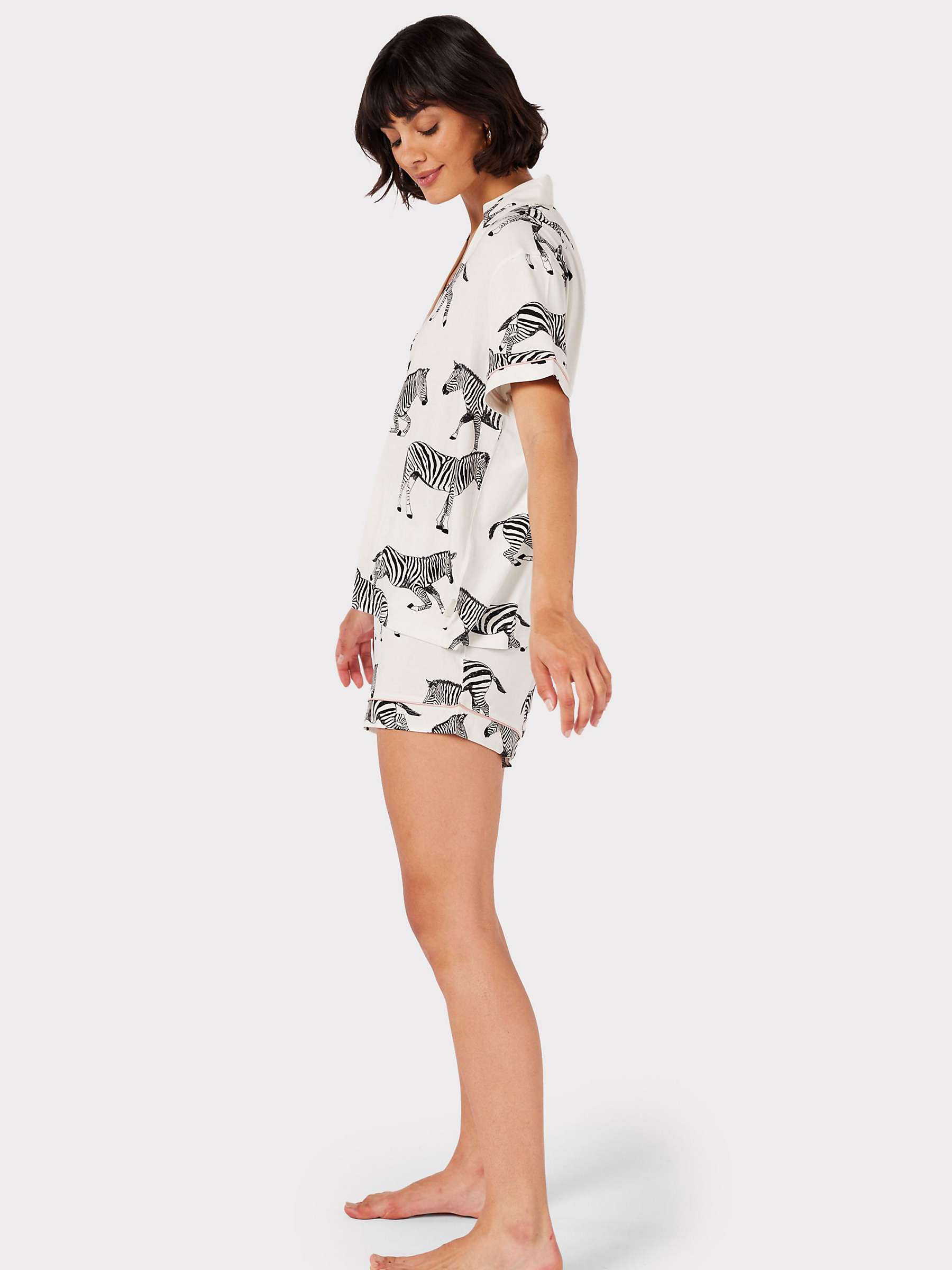 Buy Chelsea Peers Zebra Short Shirt Pyjama Set, White Online at johnlewis.com