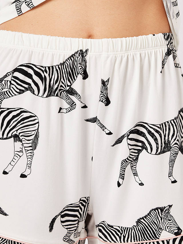 Chelsea Peers Zebra Short Shirt Pyjama Set, White
