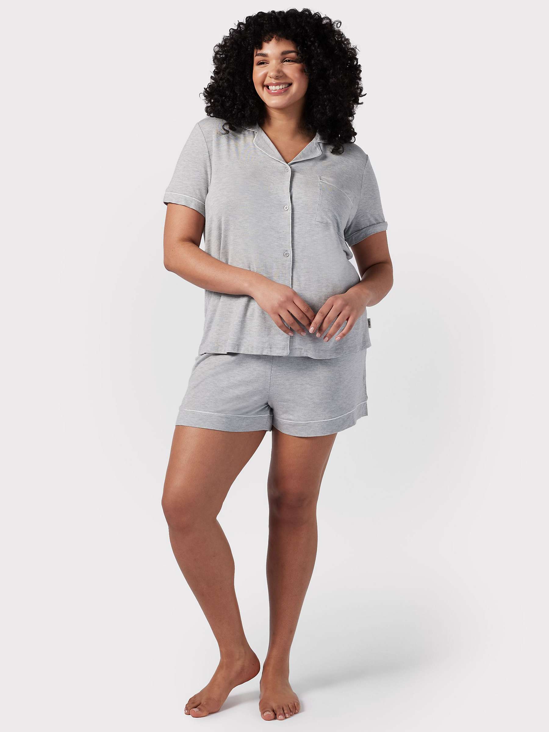 Buy Chelsea Peers Curve Button Up Shorts Pyjama Set, Grey Online at johnlewis.com