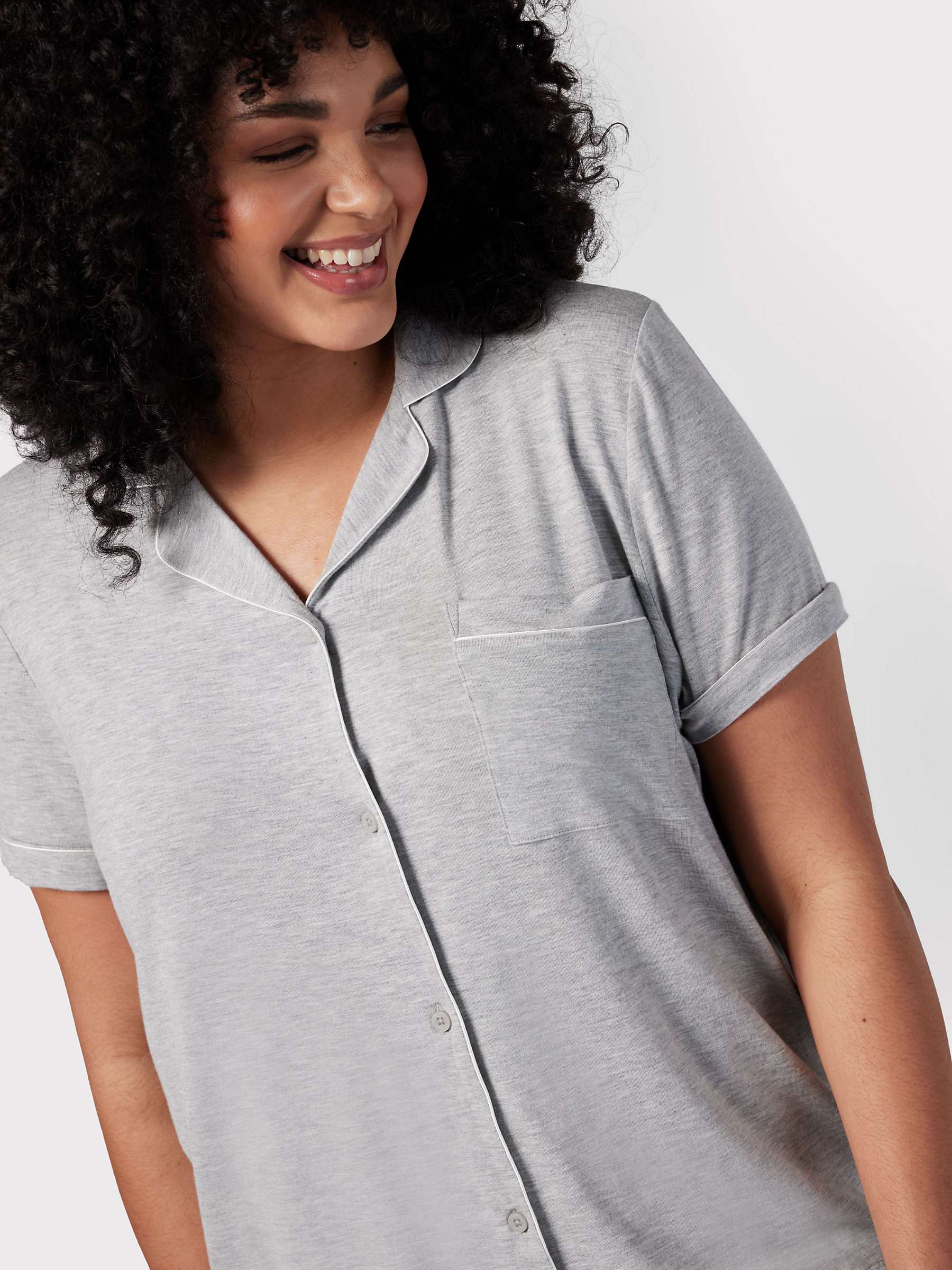 Buy Chelsea Peers Curve Button Up Shorts Pyjama Set, Grey Online at johnlewis.com