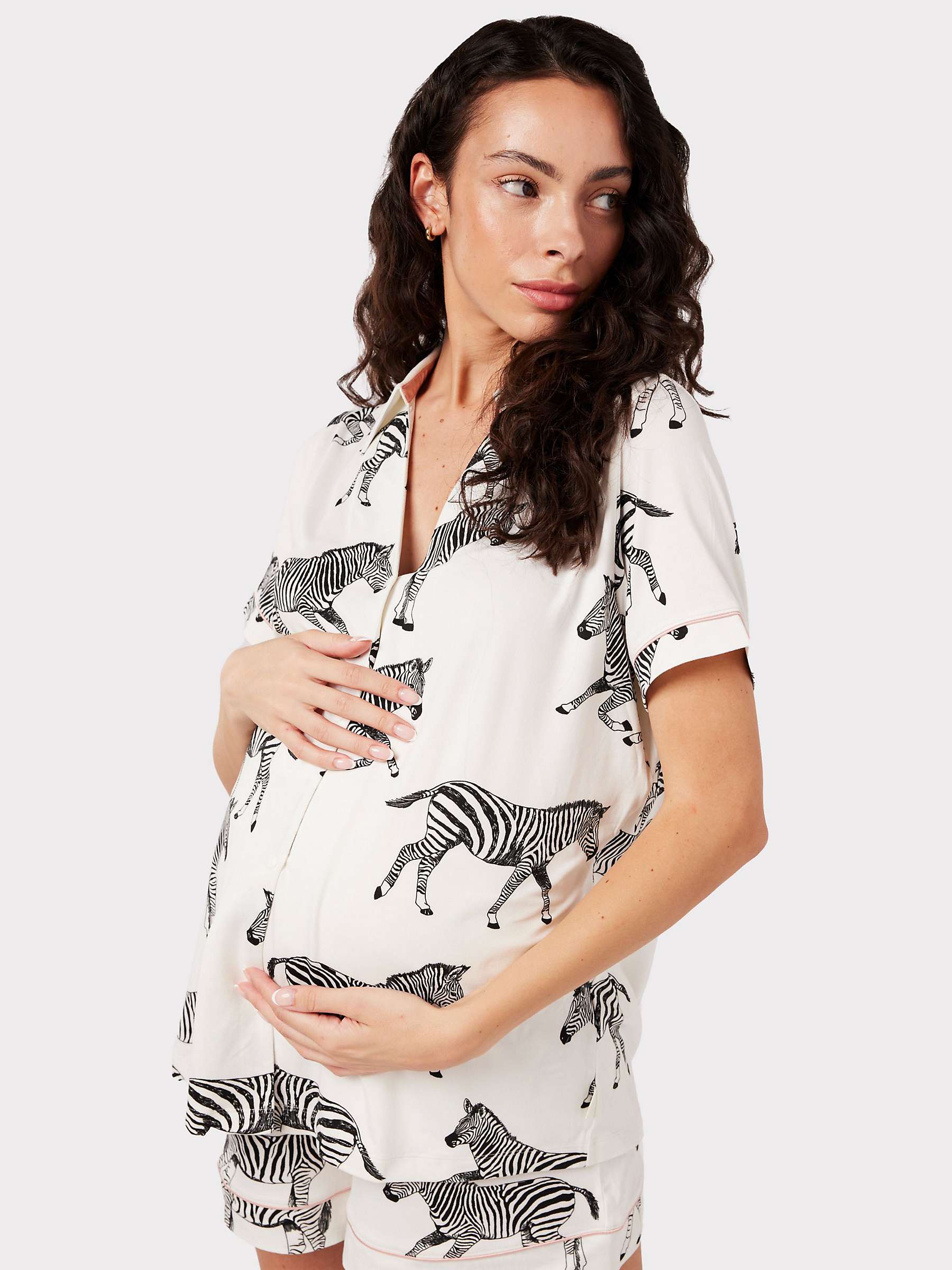 Buy Chelsea Peers Zebra Short Shirt Maternity Pyjama Set, White Online at johnlewis.com