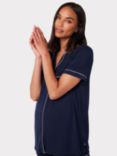 Chelsea Peers Modal Short Shirt Maternity Pyjama Set, Navy