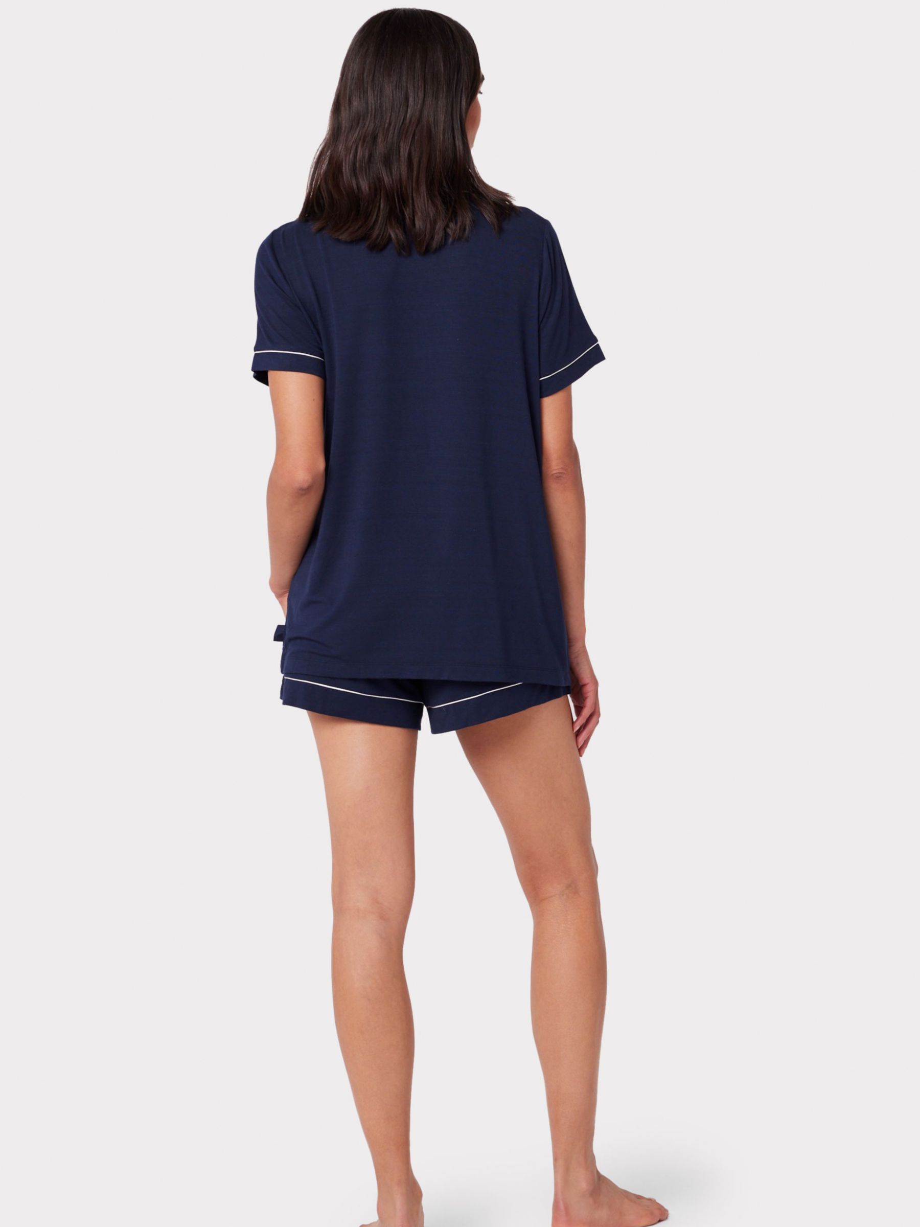 Chelsea Peers Modal Short Shirt Maternity Pyjama Set, Navy at John ...