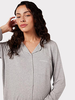 Chelsea Peers Modal Long Shirt Maternity Pyjama Set, Grey