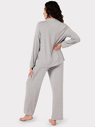 Chelsea Peers Modal Long Shirt Maternity Pyjama Set, Grey