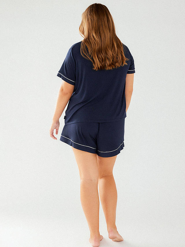 Chelsea Peers Curve Modal Short Shirt Pyjama Set, Navy