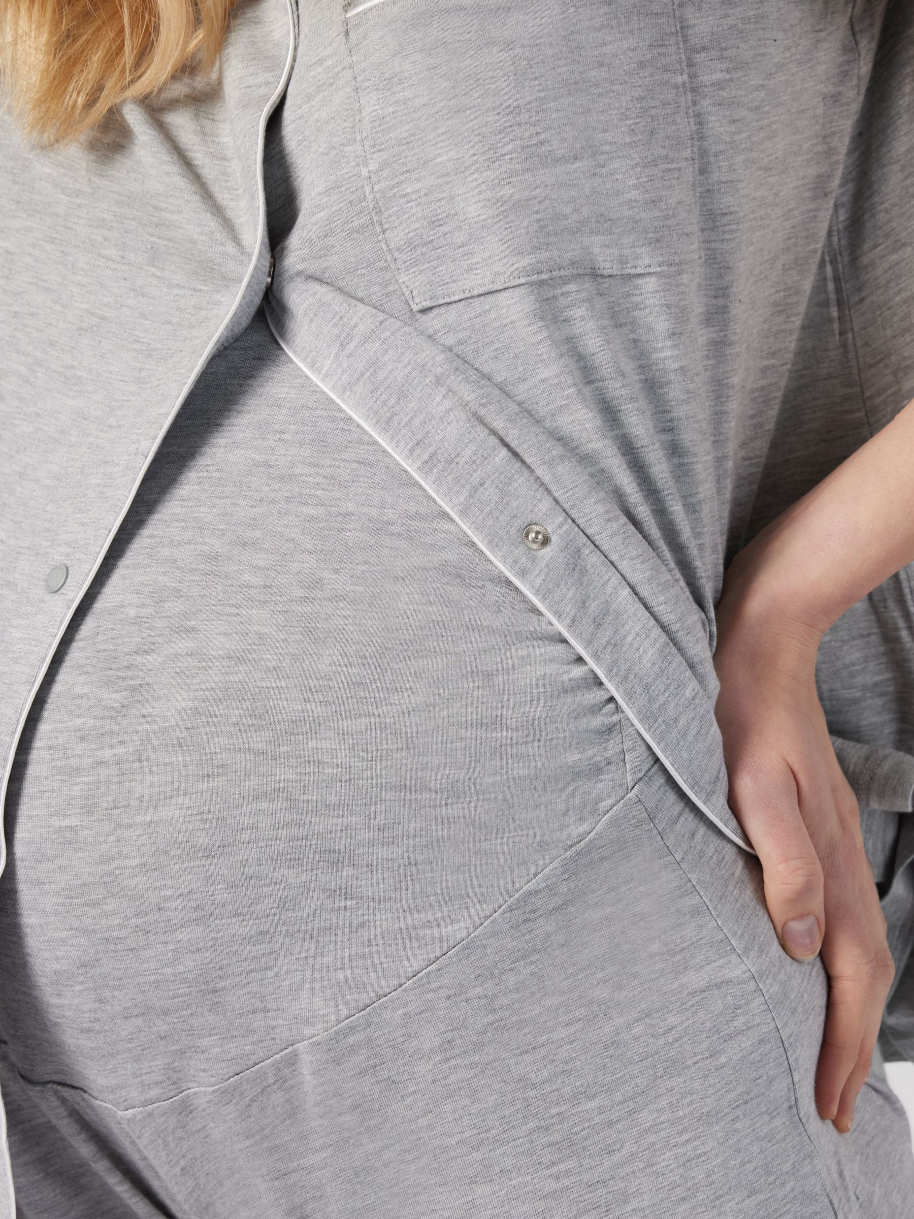 Chelsea Peers Maternity Button Up Shorts Pyjama Set, Grey, 28
