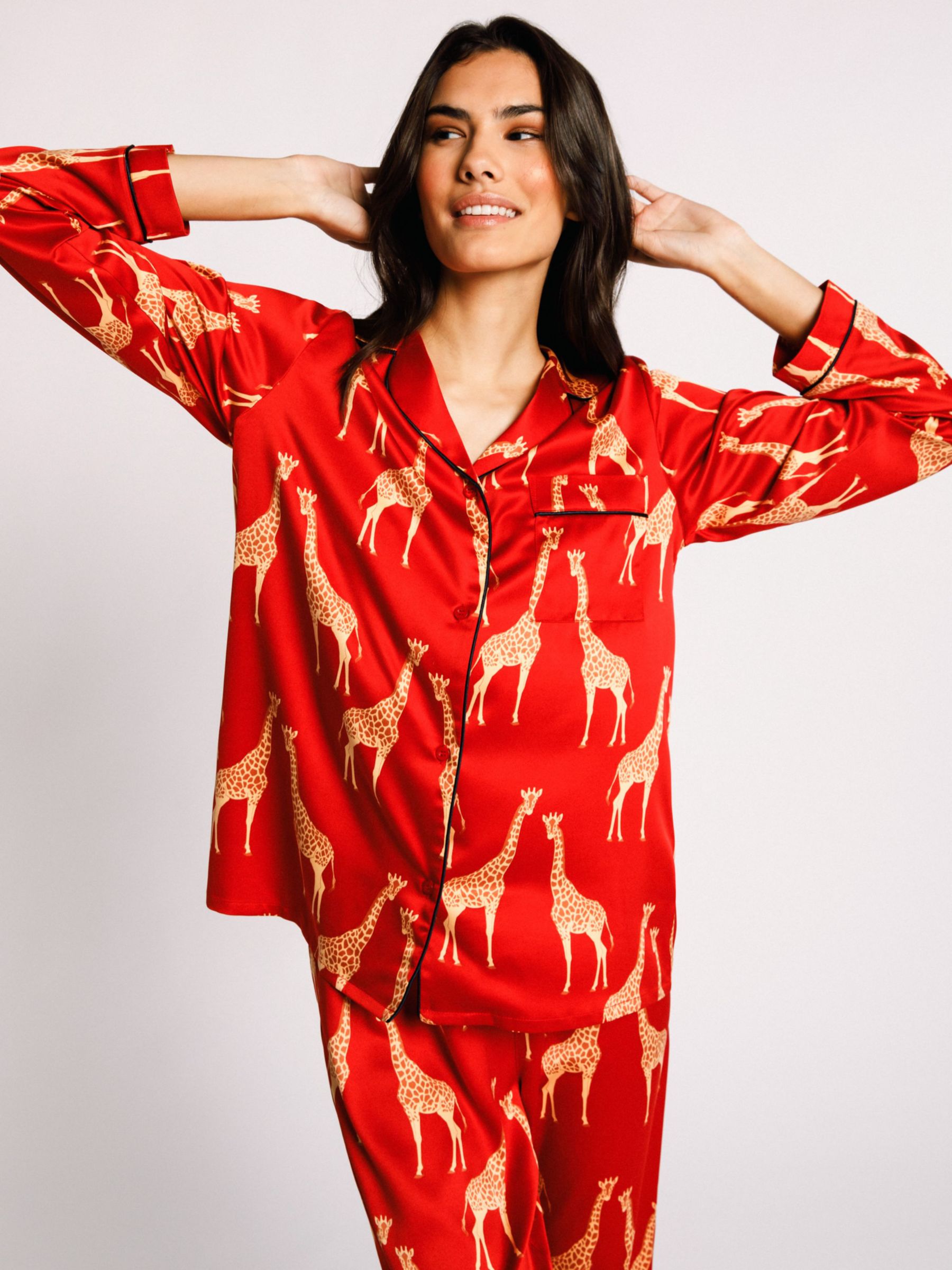 Buy Chelsea Peers Giraffe Satin Long Shirt Pyjama Set Online at johnlewis.com