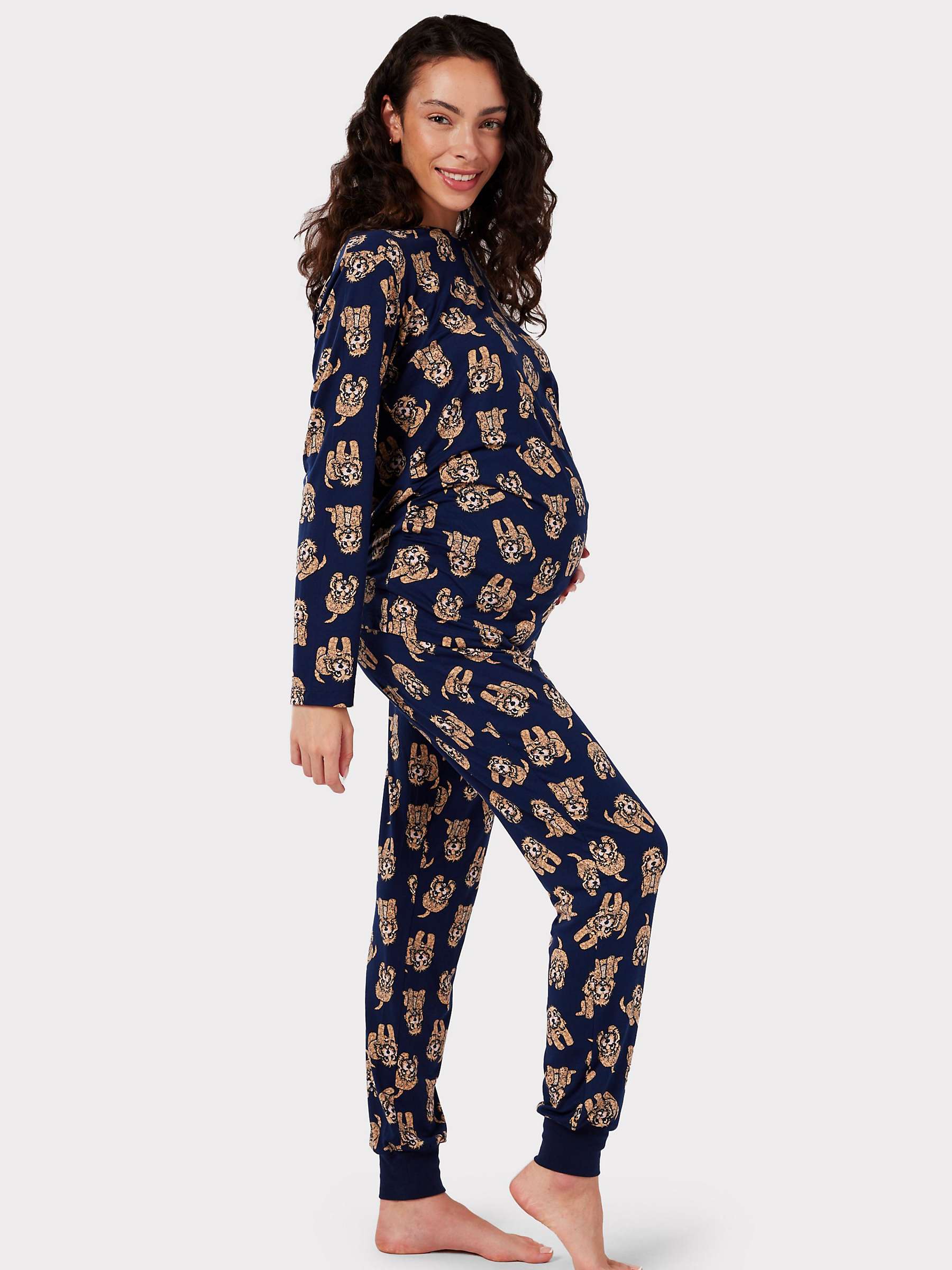 Buy Chelsea Peers Cockapoo Jersey Maternity Pyjama Set, Navy Online at johnlewis.com