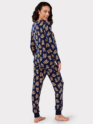 Chelsea Peers Cockapoo Jersey Maternity Pyjama Set, Navy