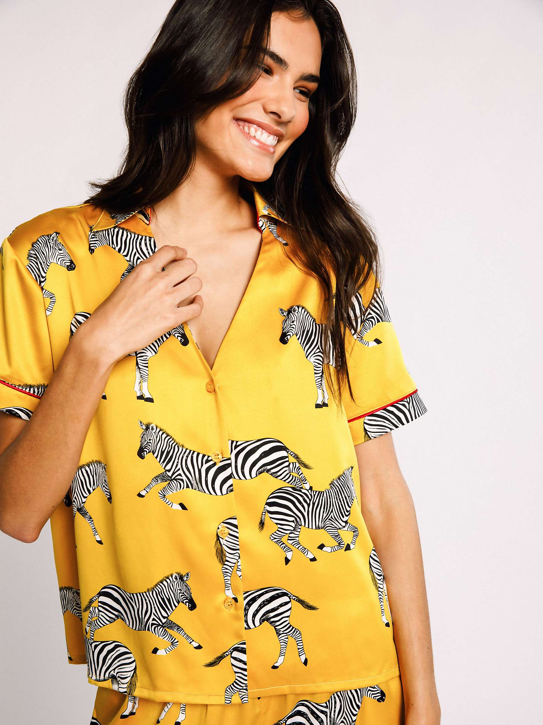 Buy Chelsea Peers Zebra Short Shirt Satin Pyjama Set Online at johnlewis.com