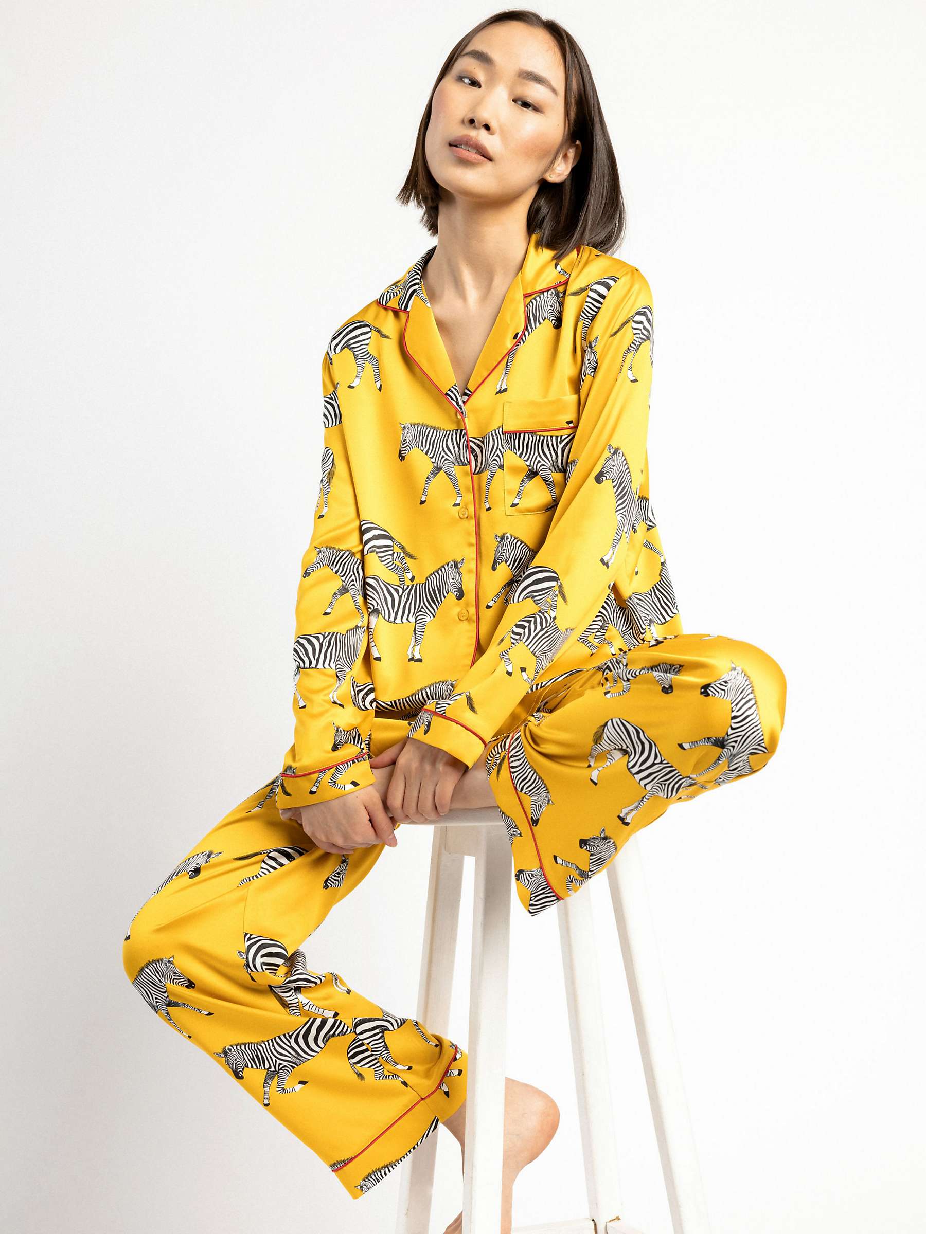 Buy Chelsea Peers Zebra Long Shirt Satin Pyjama Set Online at johnlewis.com