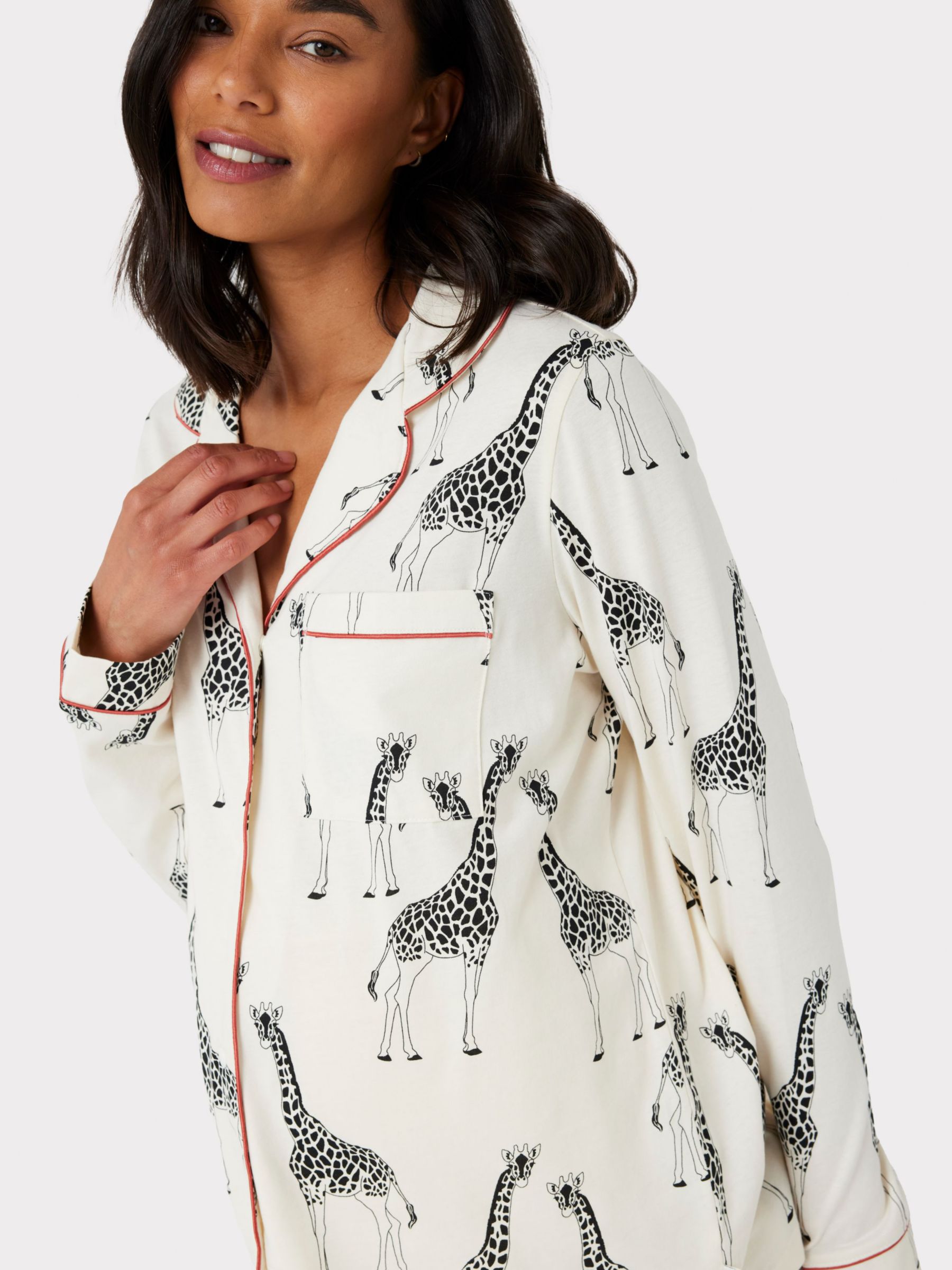 Buy Chelsea Peers Giraffe Long Shirt Organic Cotton Maternity Pyjama Set, Off White Online at johnlewis.com