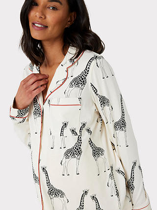 Chelsea Peers Giraffe Long Shirt Organic Cotton Maternity Pyjama Set, Off White