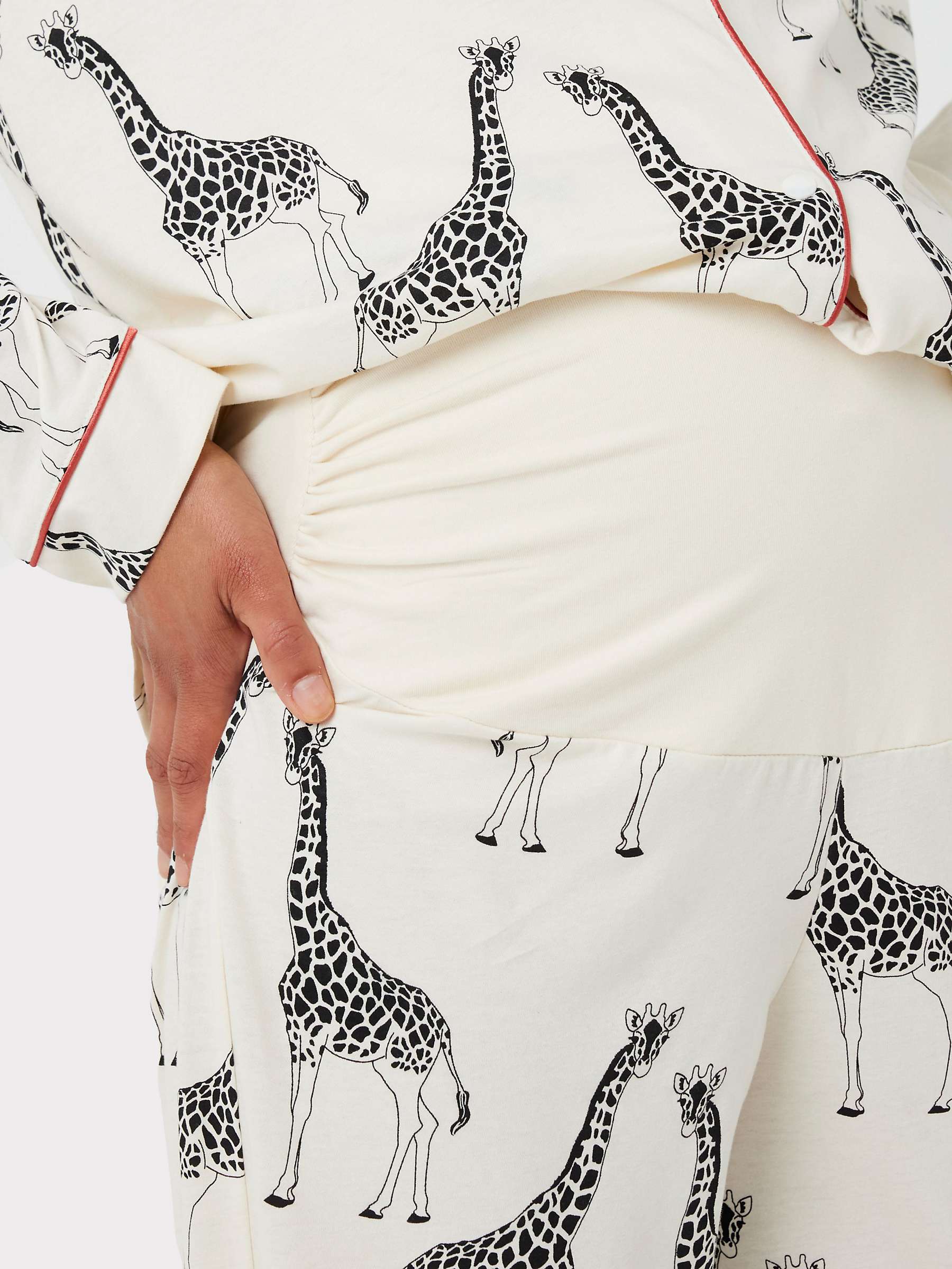 Buy Chelsea Peers Giraffe Long Shirt Organic Cotton Maternity Pyjama Set, Off White Online at johnlewis.com