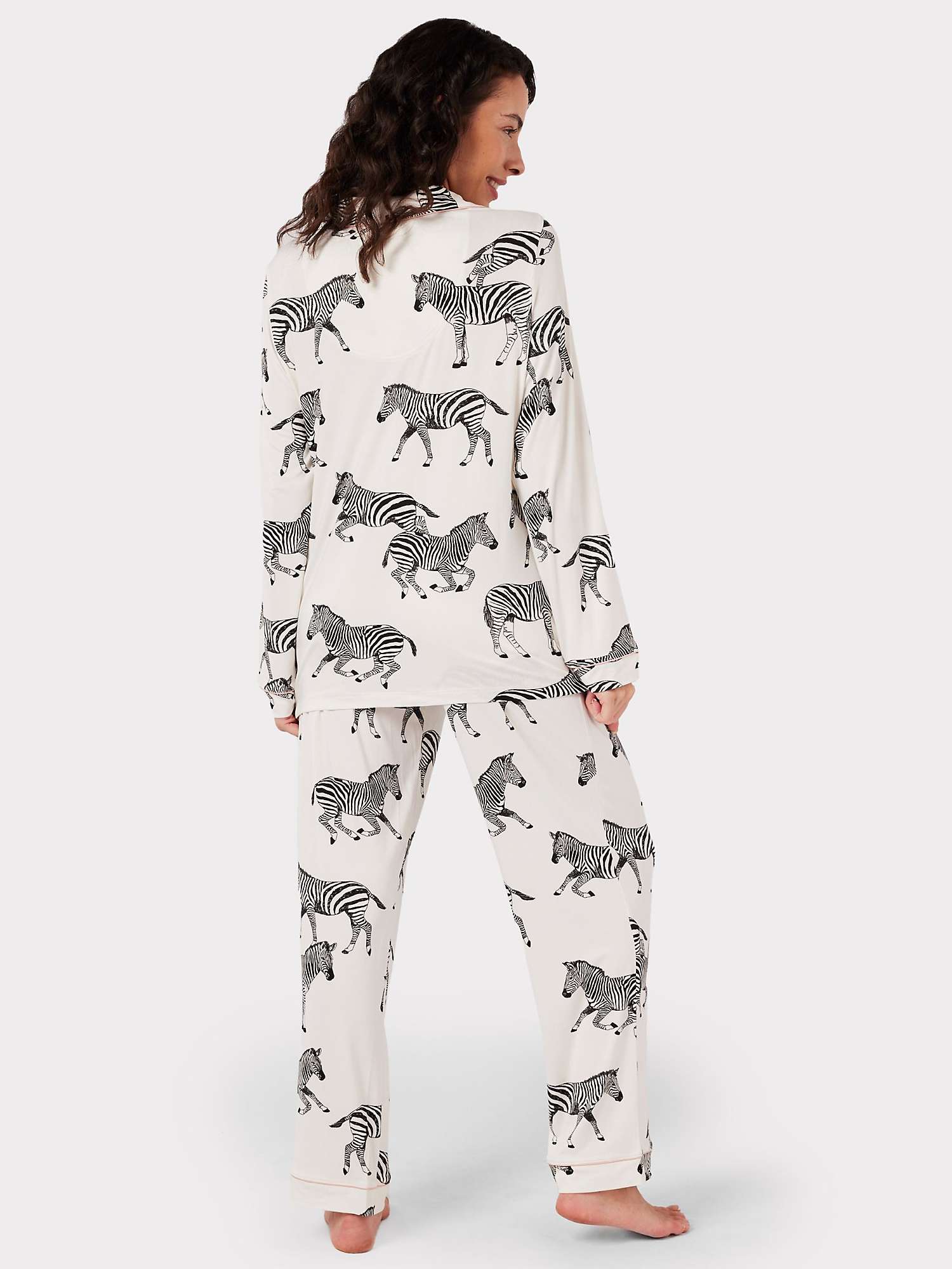 Buy Chelsea Peers Zebra Long Shirt Maternity Pyjama Set, White Online at johnlewis.com