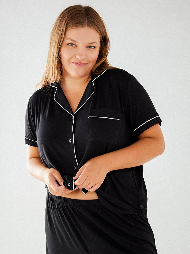 Chelsea Peers Curve Modal Short Shirt Pyjama Set, Black