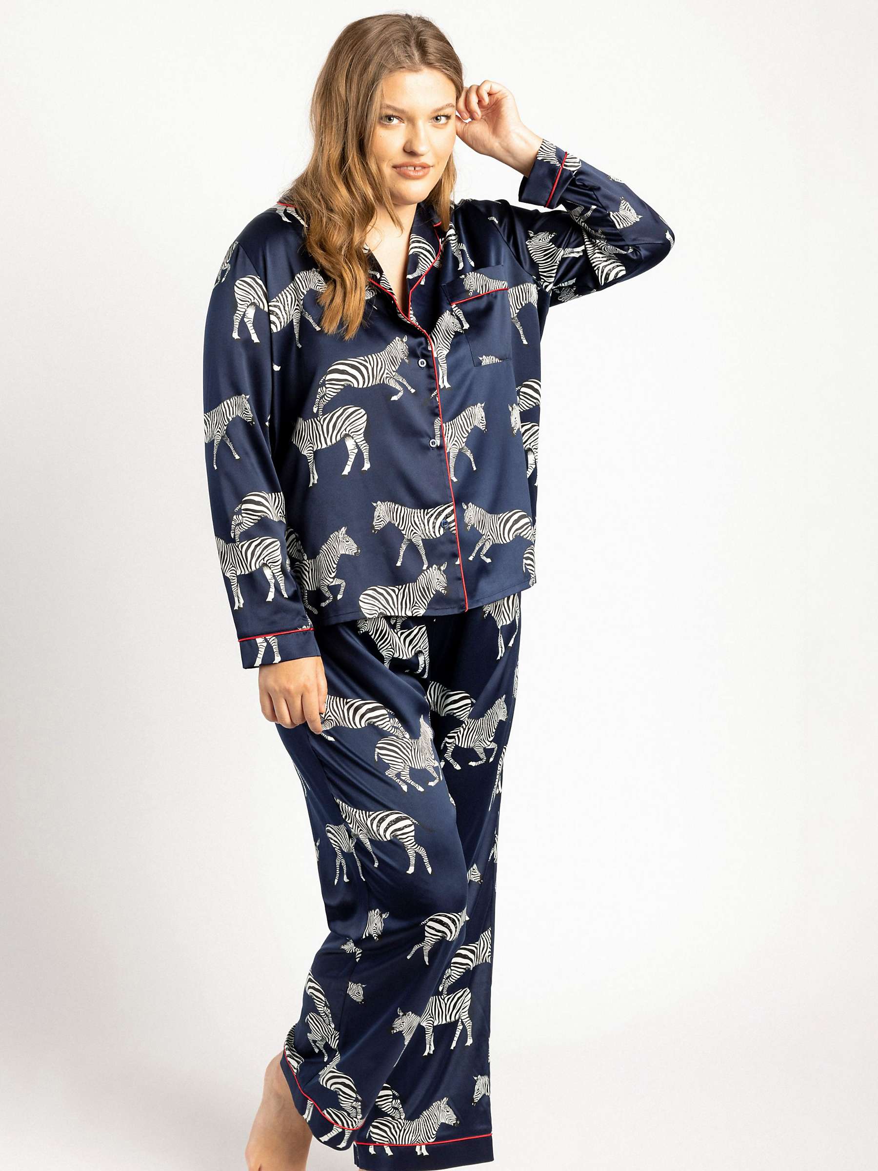 Buy Chelsea Peers Curve Zebra Long Shirt Satin Pyjama Set Online at johnlewis.com