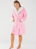 Chelsea Peers Curve Fluffy Hooded Dressing Gown, Pink