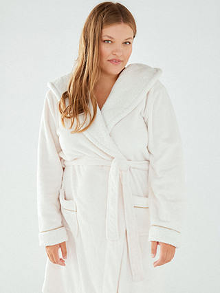 Chelsea Peers Curve Fluffy Hooded Dressing Gown, White