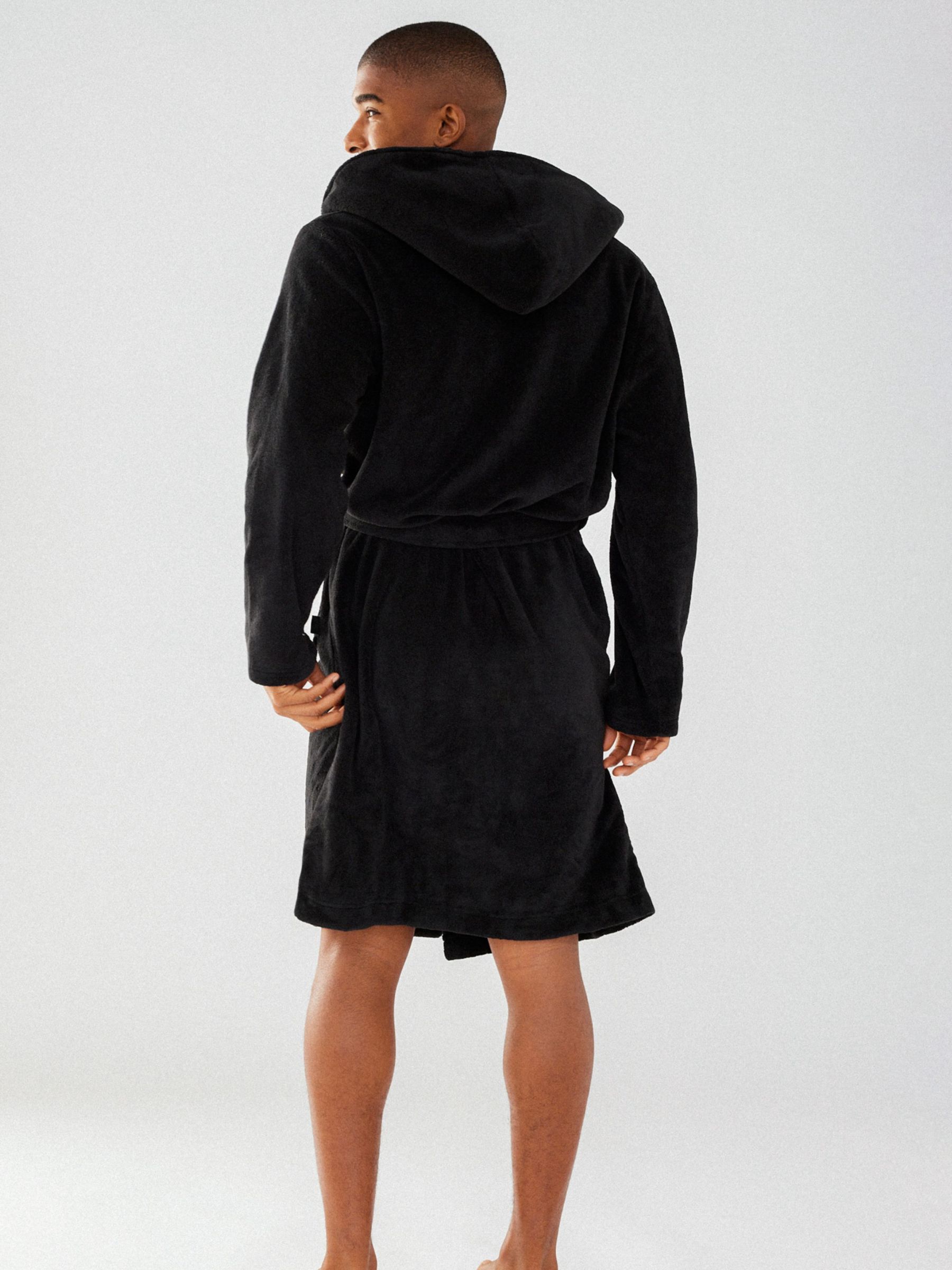 Chelsea Peers Fluffy Hooded Dressing Gown, Black, L