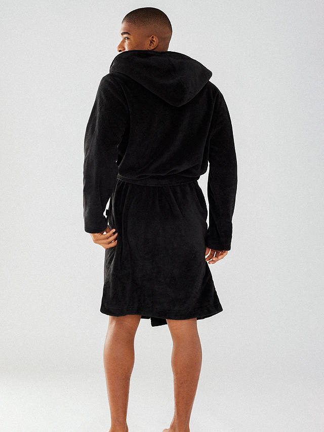 Chelsea Peers Fluffy Hooded Dressing Gown, Black