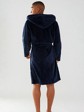 Chelsea Peers Fluffy Hooded Dressing Gown, Navy