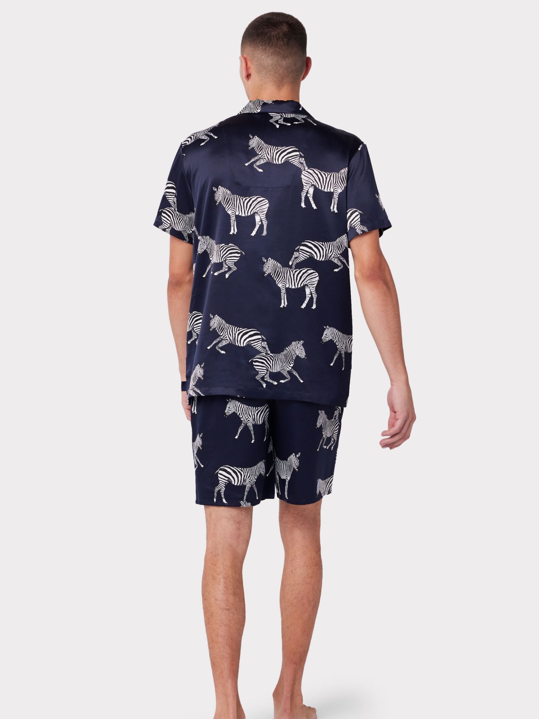 Buy Chelsea Peers Zeba Short Shirt Satin Pyjama Set, Navy Online at johnlewis.com