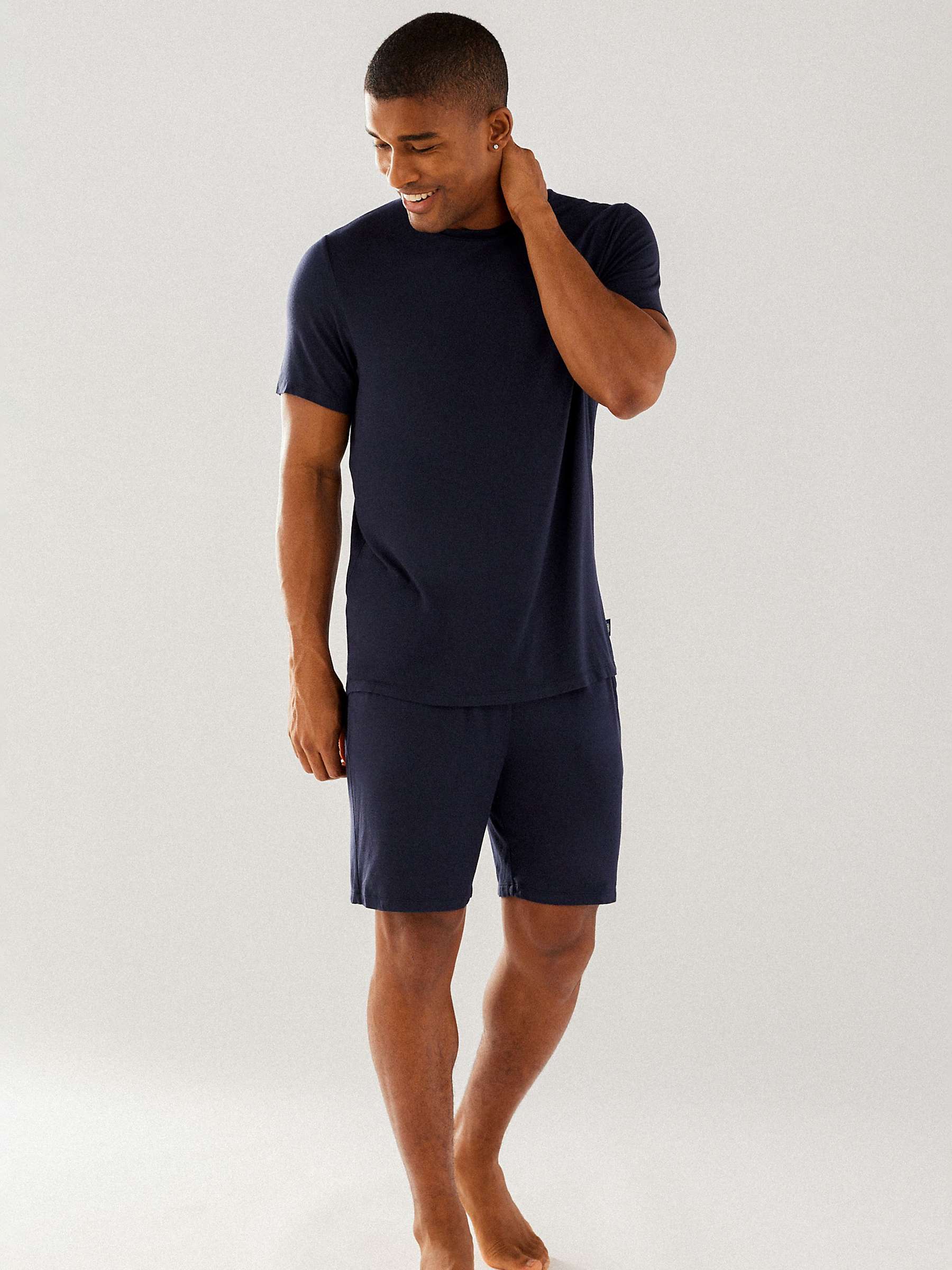 Buy Chelsea Peers Modal Short Jersey Pyjama Set, Navy Online at johnlewis.com