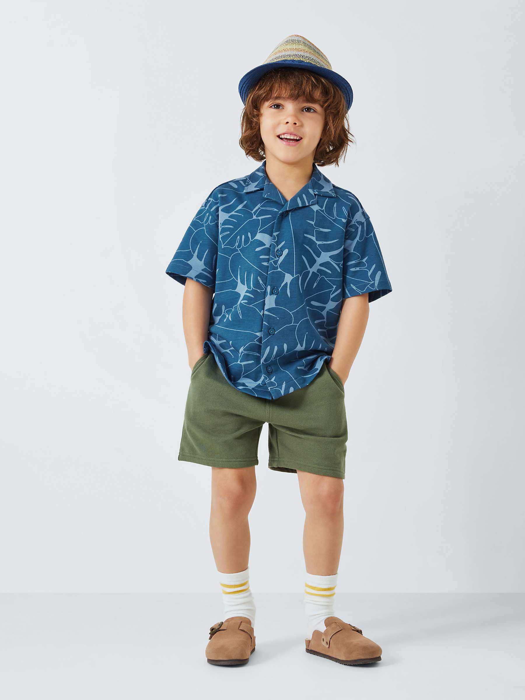 Buy John Lewis Kids' Palm Jersey Short Sleeve Shirt, Blue Online at johnlewis.com