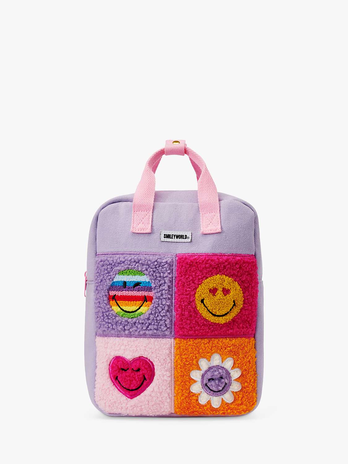 Buy Small Stuff Kids' SMILEYWORLD®️ Faux Fur Patch Backpack, Lilac Online at johnlewis.com