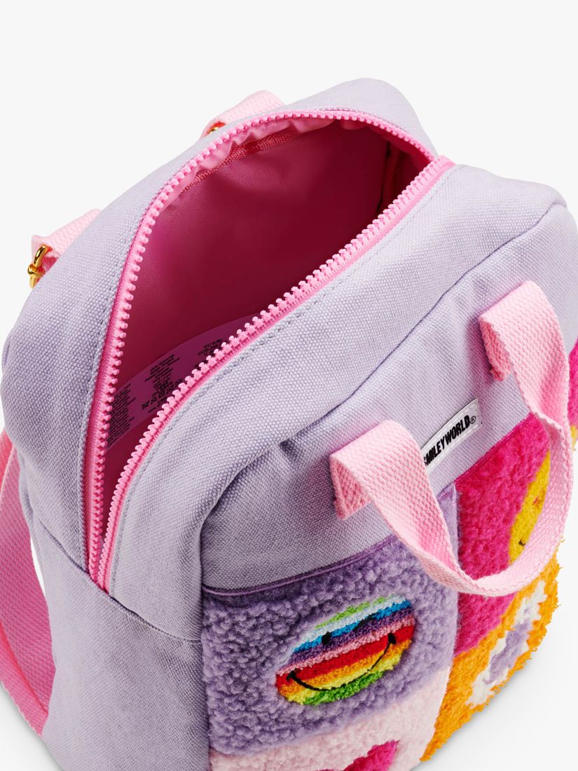 Small Stuff Kids' SMILEYWORLD®️ Faux Fur Patch Backpack, Lilac, One Size
