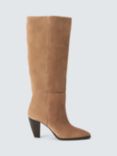 AND/OR Selene Suede Pull On Cone Heel Long Boots, Sand