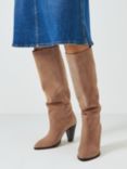 AND/OR Selene Suede Pull On Cone Heel Long Boots, Sand