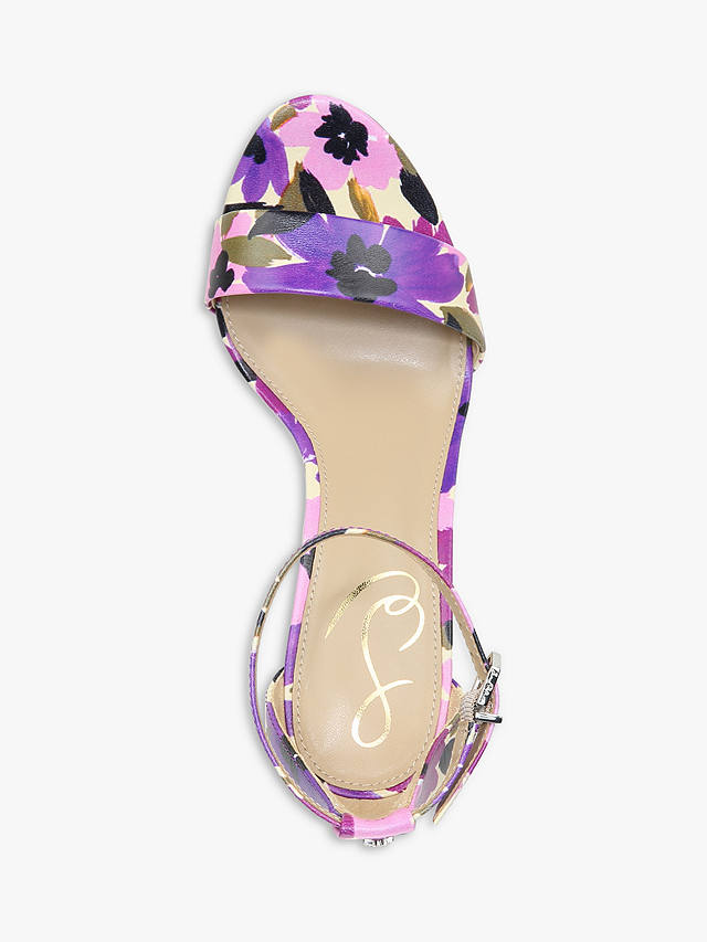 Sam Edelman Yaro Floral Paint Print Block Heeled Sandals, Violet/Multi