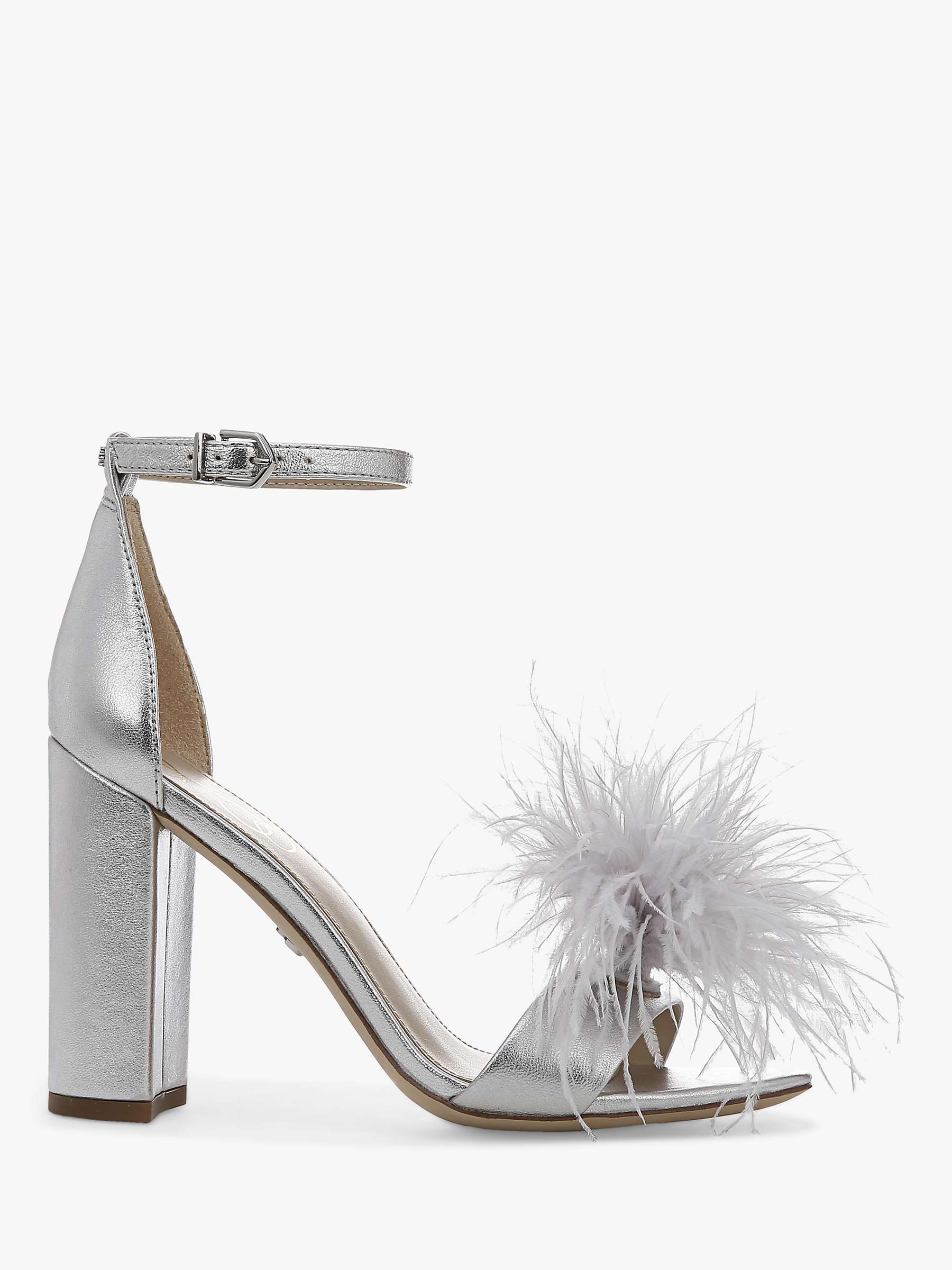 Buy Sam Edelman Yaro Feather Block Heeled Sandals, Silver Online at johnlewis.com