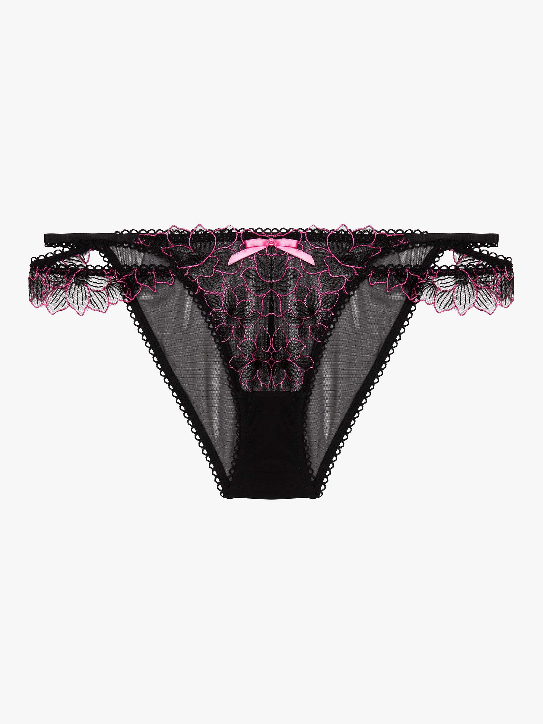 Buy Wolf & Whistle Eliza Floral Embroidered Briefs, Black/Pink Online at johnlewis.com