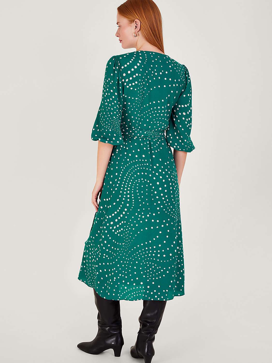 Buy Monsoon Emer Spot Wrap Dress, Green Online at johnlewis.com