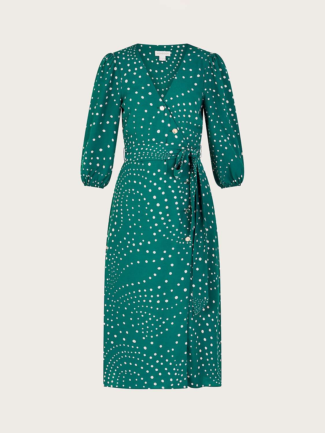 Buy Monsoon Emer Spot Wrap Dress, Green Online at johnlewis.com