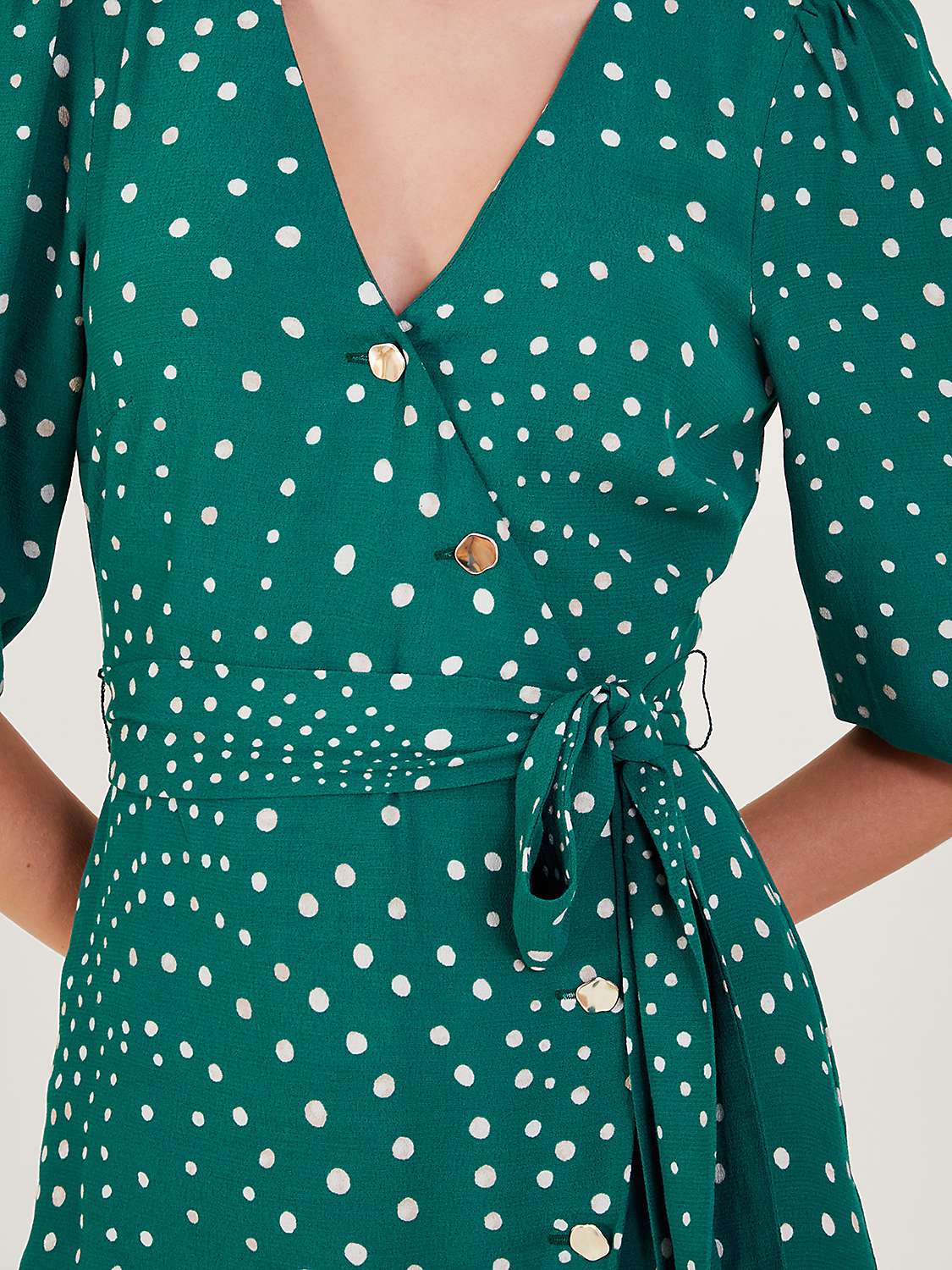 Buy Monsoon Emer Spot Wrap Dress, Green Online at johnlewis.com