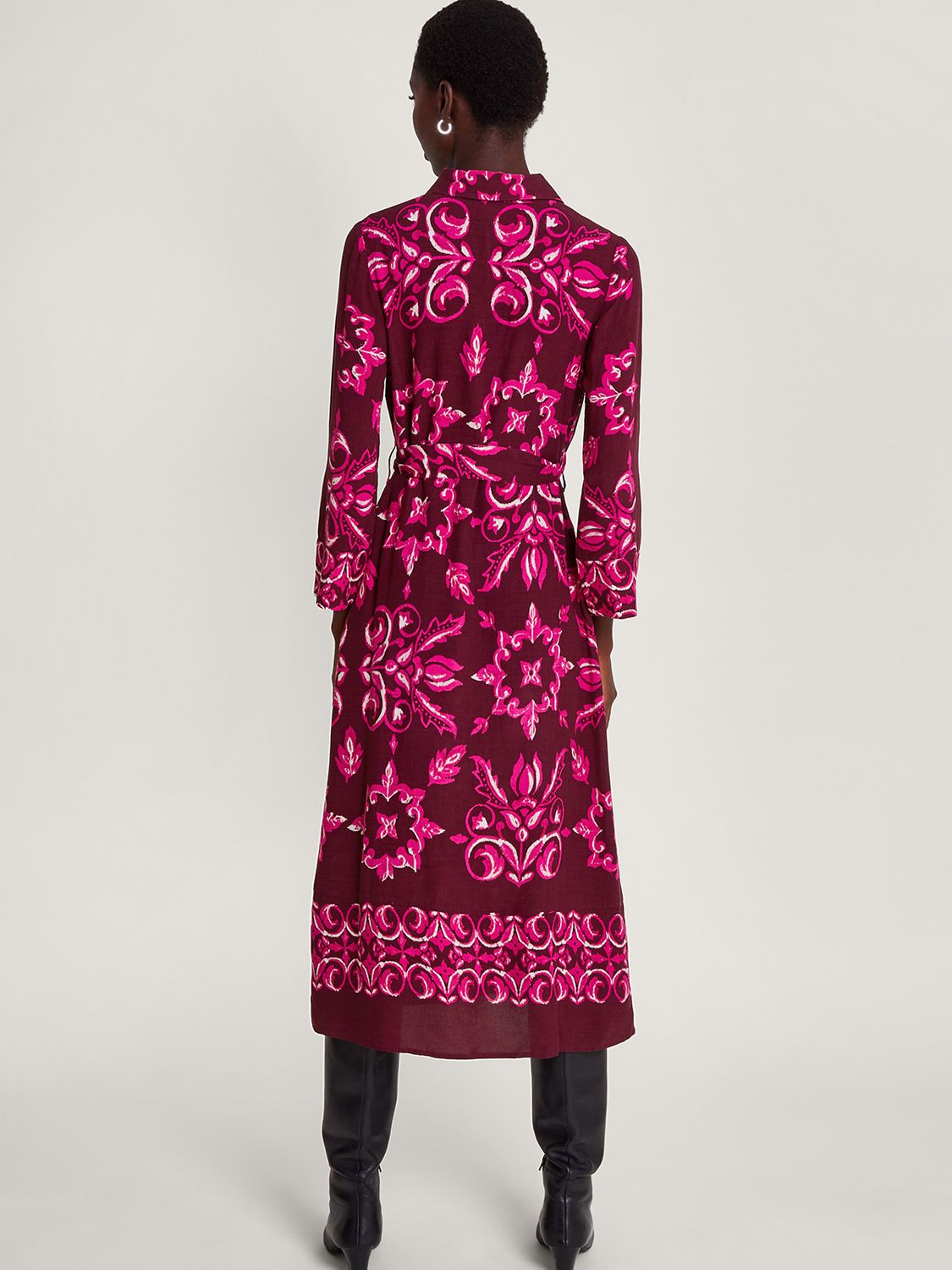 Monsoon Joanna Paisley Swirl Shirt Dress, Plum at John Lewis & Partners