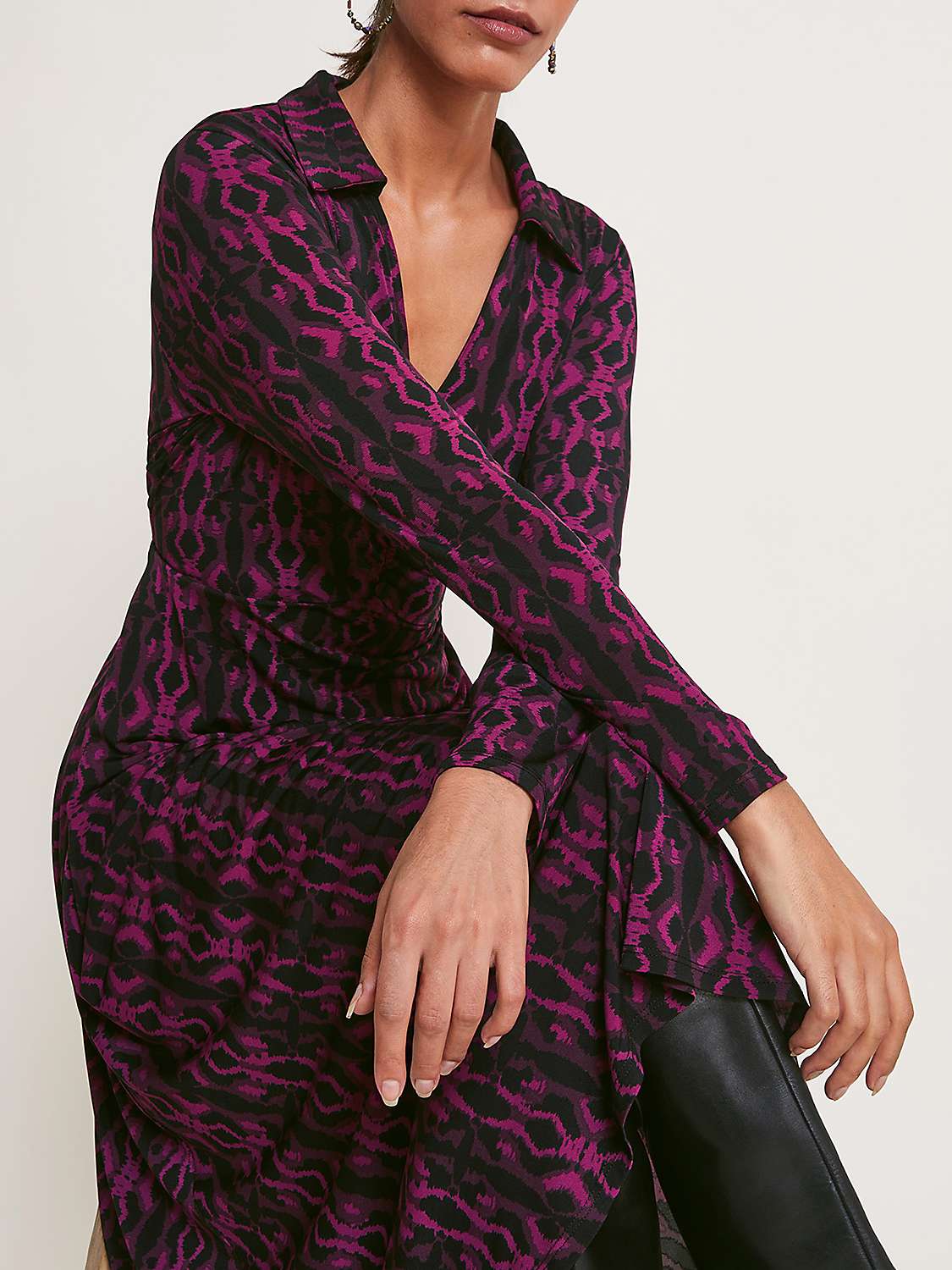 Buy Monsoon Geometric Print Midi Dress, Pink Online at johnlewis.com