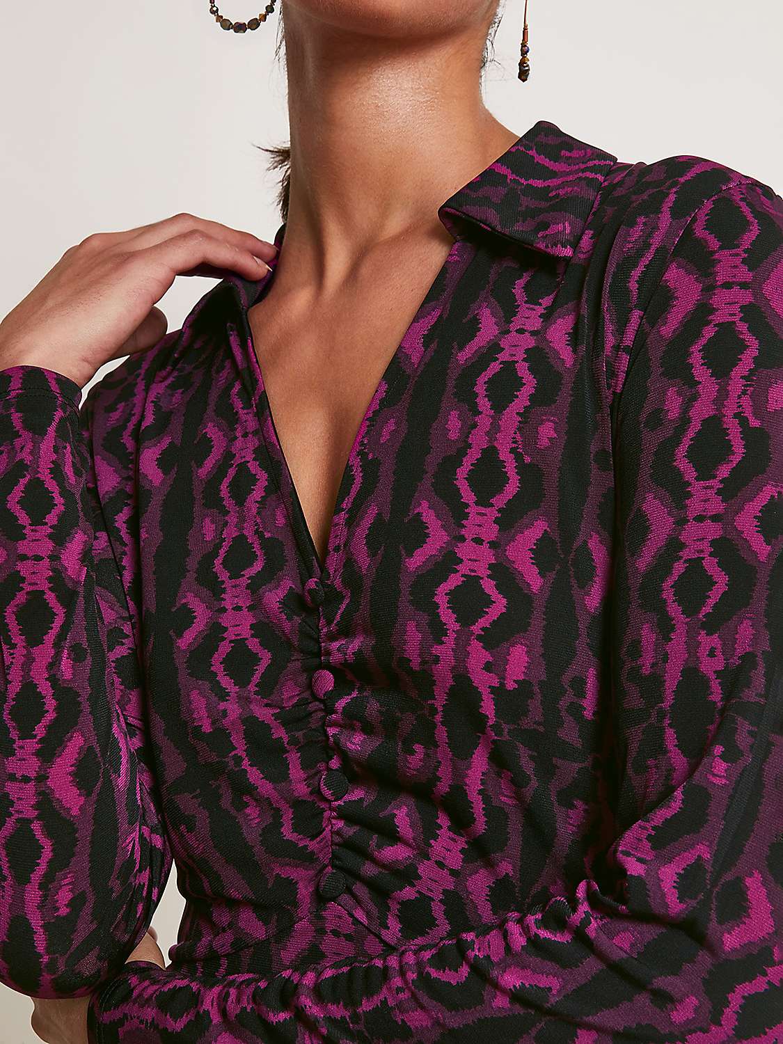Buy Monsoon Geometric Print Midi Dress, Pink Online at johnlewis.com