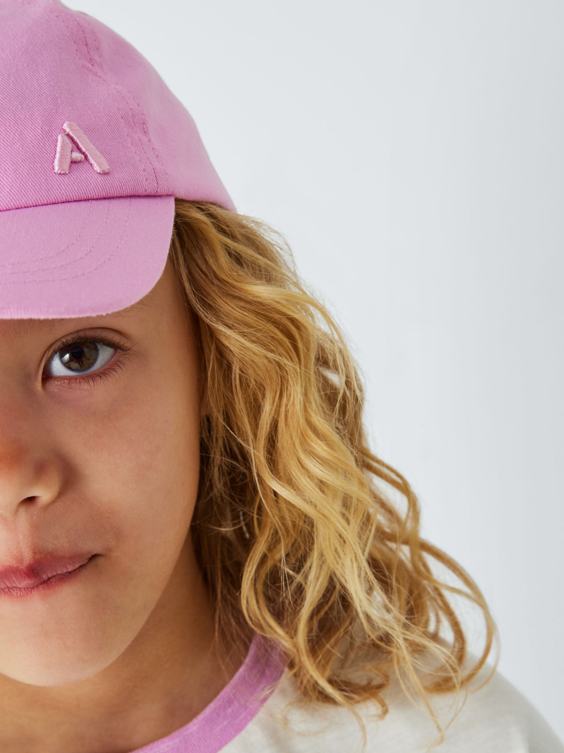 John Lewis ANYDAY Kids' Embroidered Baseball Cap, Pink, 0-6 months