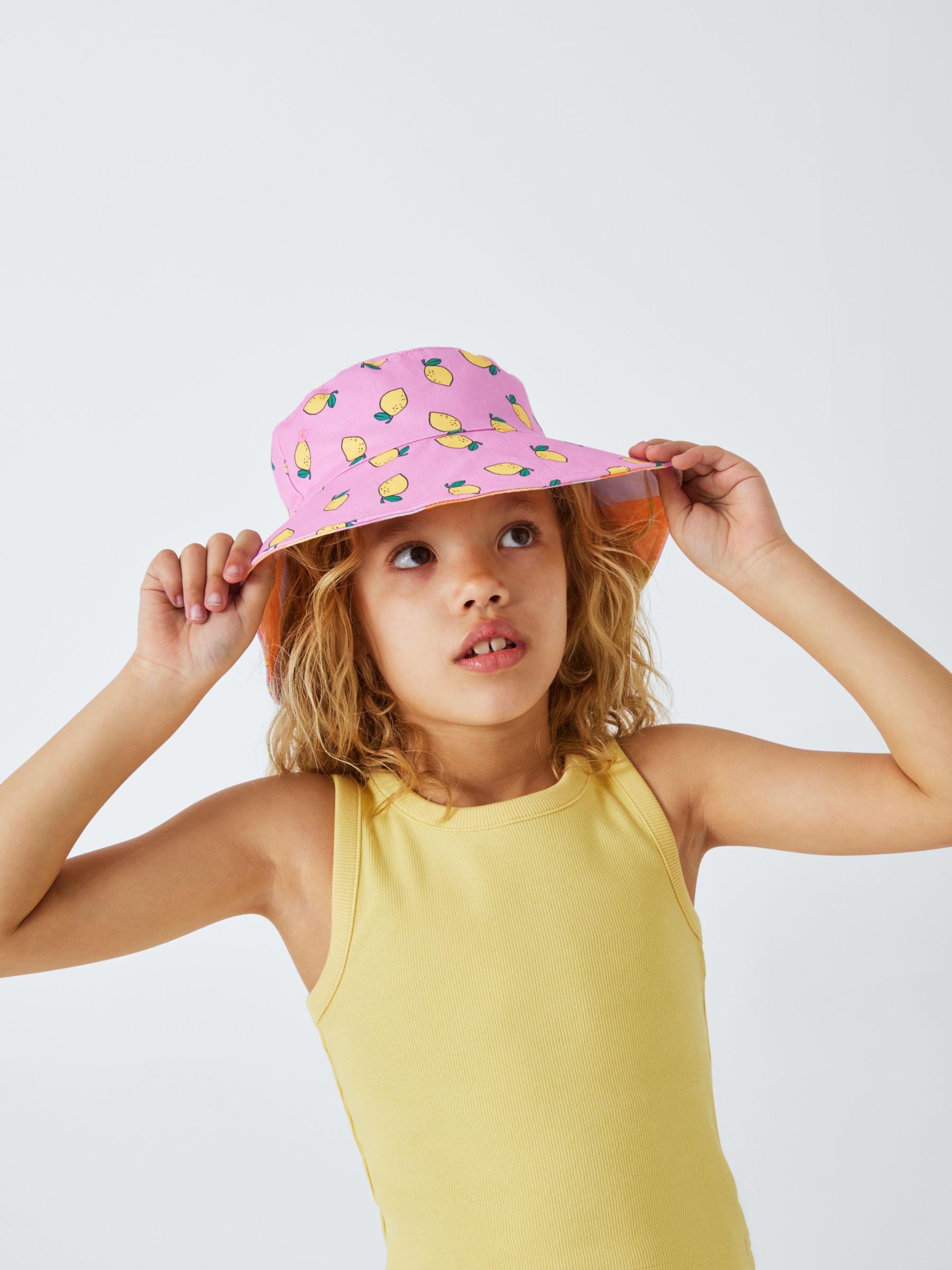 John Lewis ANYDAY Kids' Lemon Stripe Reversible Hat, Multi, 6-8 years
