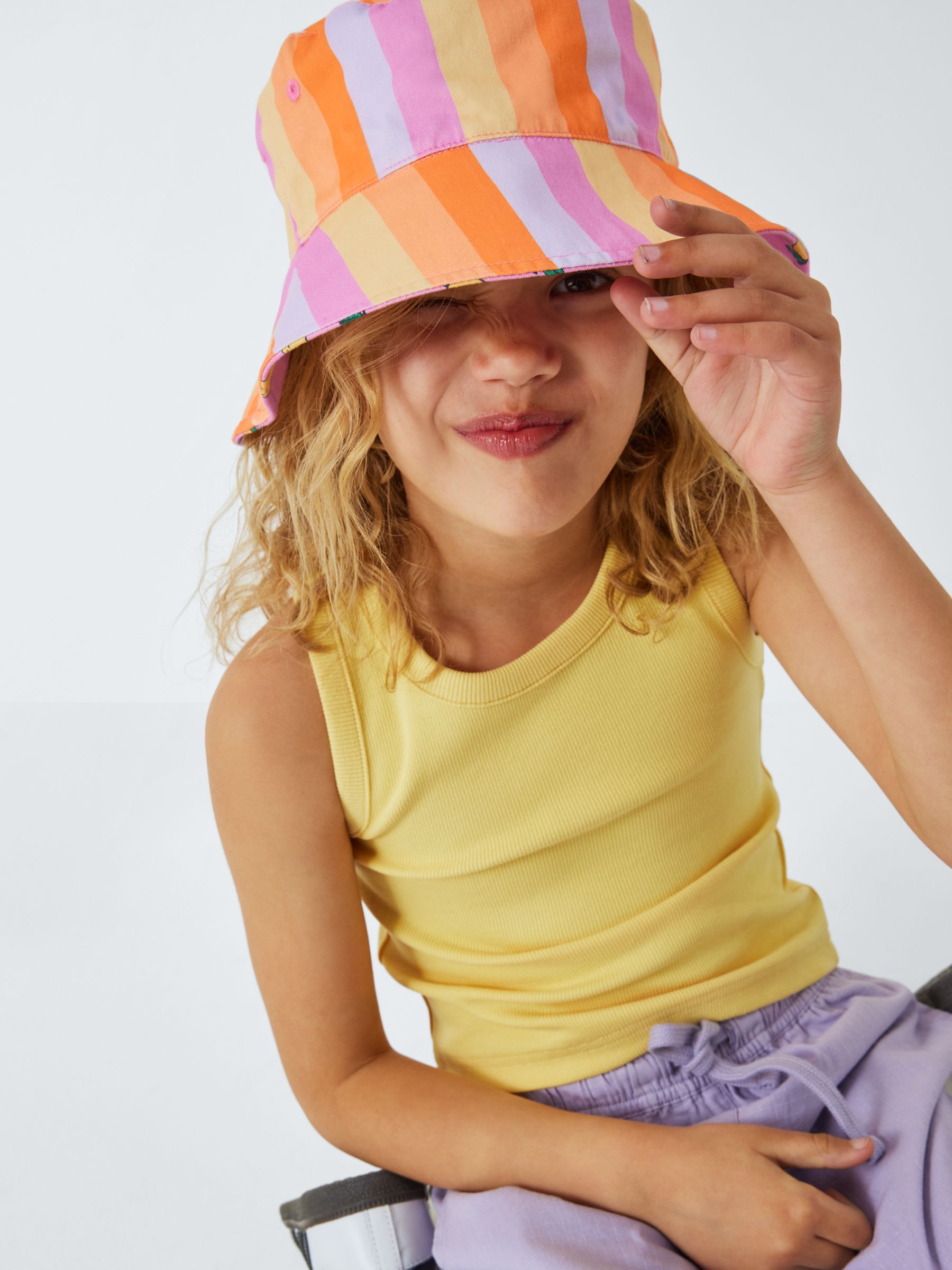 John Lewis ANYDAY Kids' Lemon Stripe Reversible Hat, Multi, 6-8 years